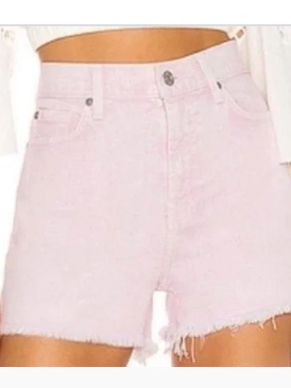 7 For All Mankind Light Pink Frayed Denim Cut-Off Shorts Size 32